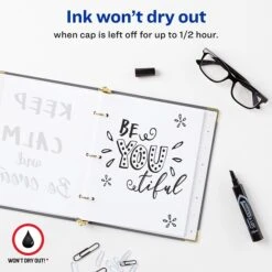 Avery Marks-A-Lot Desk-Style Permanent Markers, Chisel Tip, Black, 12/Pack (07888)