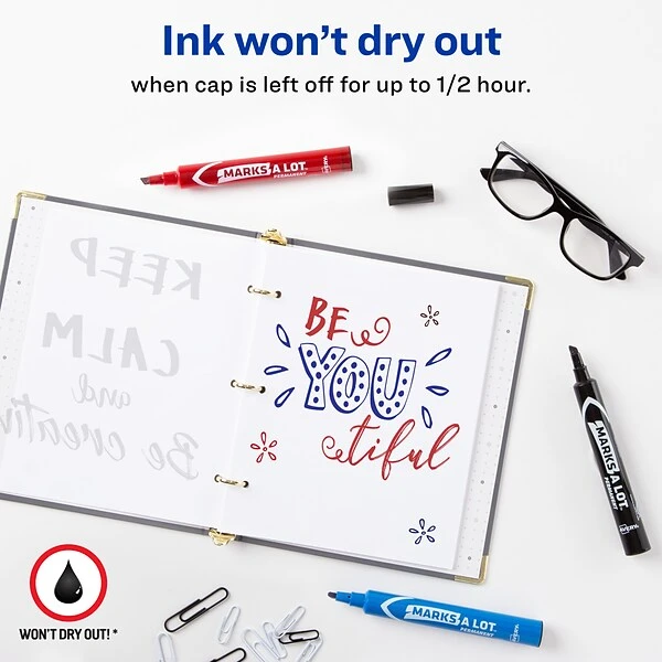 Avery Marks-A-Lot Desk-Style Permanent Markers, Chisel Tip, Assorted, 4/Pack (07905) 1 Avery Marks-A-Lot Desk-Style Permanent Markers, Chisel Tip, Assorted, 4/Pack (07905)