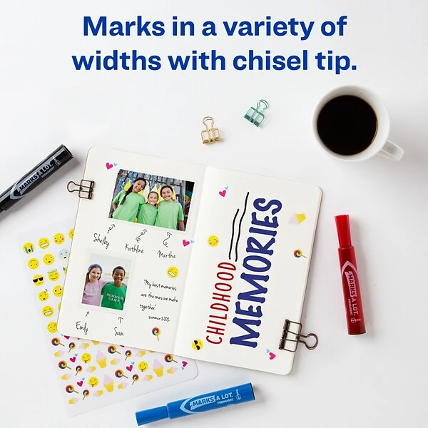 Avery Marks-A-Lot Desk-Style Permanent Markers, Chisel Tip, Assorted, 4/Pack (07905) 2 Avery Marks-A-Lot Desk-Style Permanent Markers, Chisel Tip, Assorted, 4/Pack (07905) - Image 2