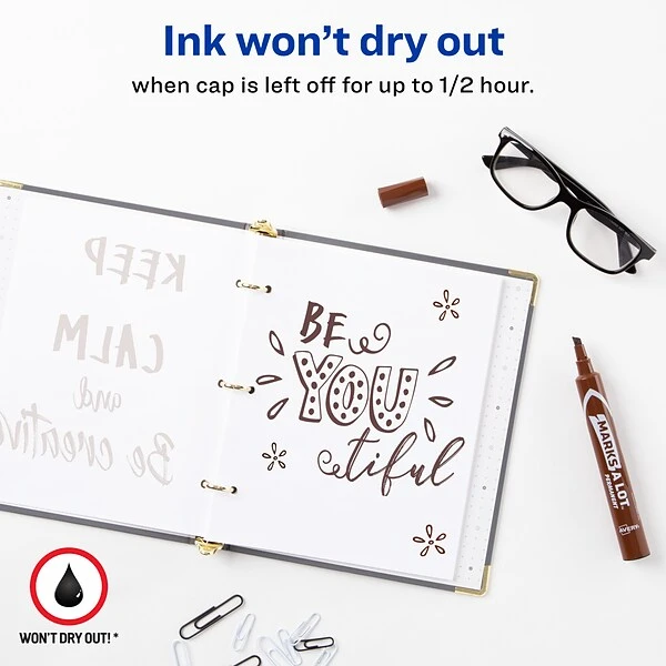 Avery Marks-A-Lot Large Desk-Style Permanent Marker, Chisel Tip, Brown (08881) 1 Avery Marks-A-Lot Large Desk-Style Permanent Marker, Chisel Tip, Brown (08881)